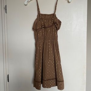 Express brown and gold ruffle dress